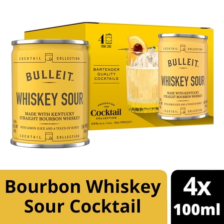 Bulleit Whiskey Sour Cocktail, 100mL Cans, 4 Pack
