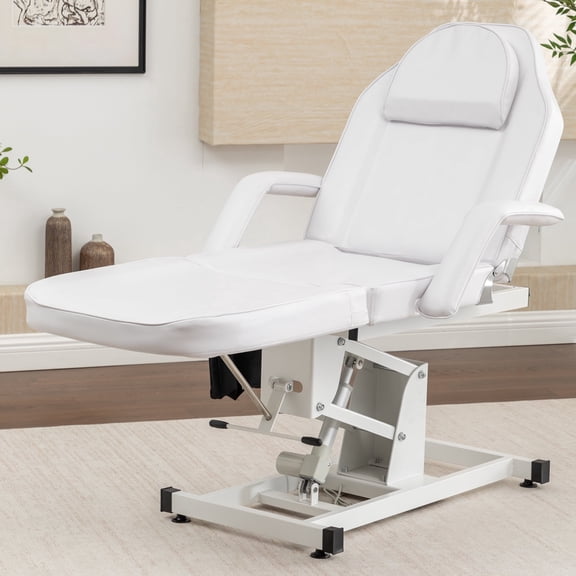 Bullenfity Electric Height Adjustable Massage Bed, 440 lbs Capacity White Spa Tattoo Table with Remote Control