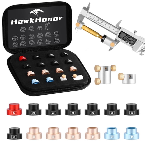 Bullet Comparator Kit, Includes 14 Inserts & 1 Body Anvil Base, Universal Fit for .17 to .45 Calibers, Precision Ammo Reloading Gauge Tool Set Seamless Caliper Connection