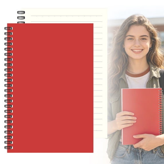 Bullet Dotted Journal Notebook, 1-Pack Math Notebook, 100 Pages/50Sheets, A5 Graphing Notebook, Spiral Bound Notebook for Journaling, Planning, Class Must Have,Office Supplis,Red