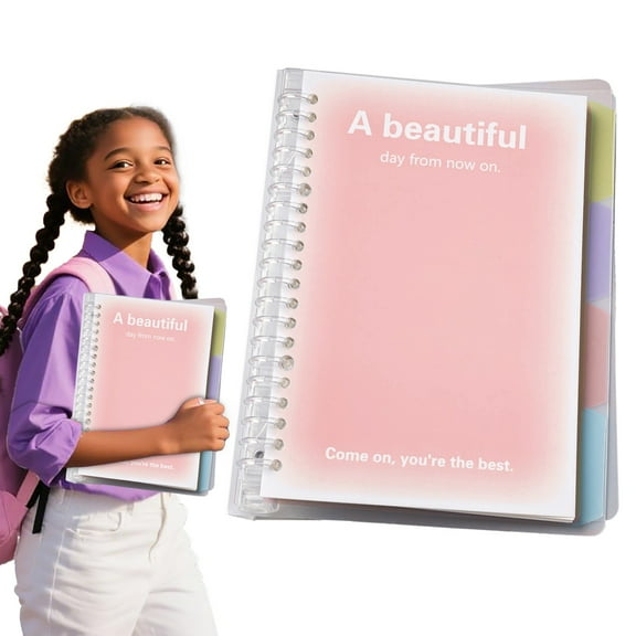 Bullet Dotted Journal Spiral Notebook, Hardcover Leather Dotted Notebook 60 Pages, A5 Dot Grid Paper Notebook, 100 Gsm Thick Paper, for Bullet Journaling Pink