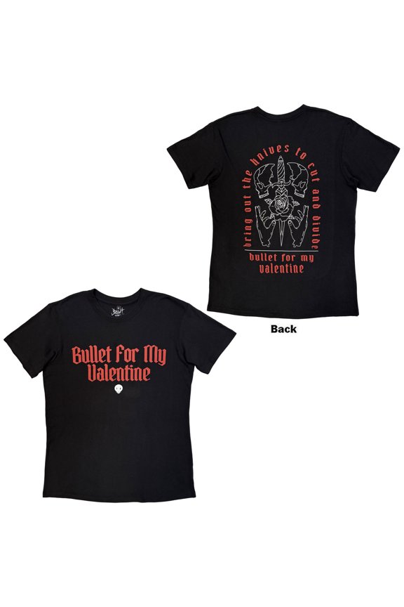 Bullet For My Valentine Unisex Premium Carbon T-Shirt: Bring Out The Knives (Black) (Back Print)