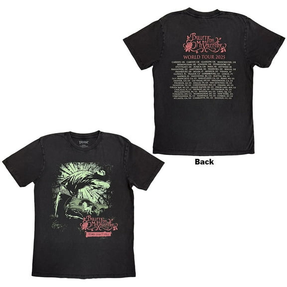 Bullet For My Valentine Unisex T-Shirt Tears Don't Fall (Black) (Back Print) (Large)