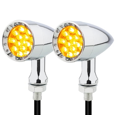 Motorcycle LED Bullet Turn Signal Lights, Amber & Red, 12V, Front Or Rear, Pair