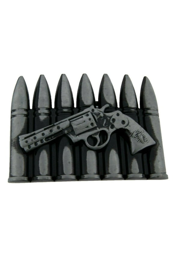 Bullet Pistol Barrell Military Marine Revolver Belt Buckle Antiqued Metal