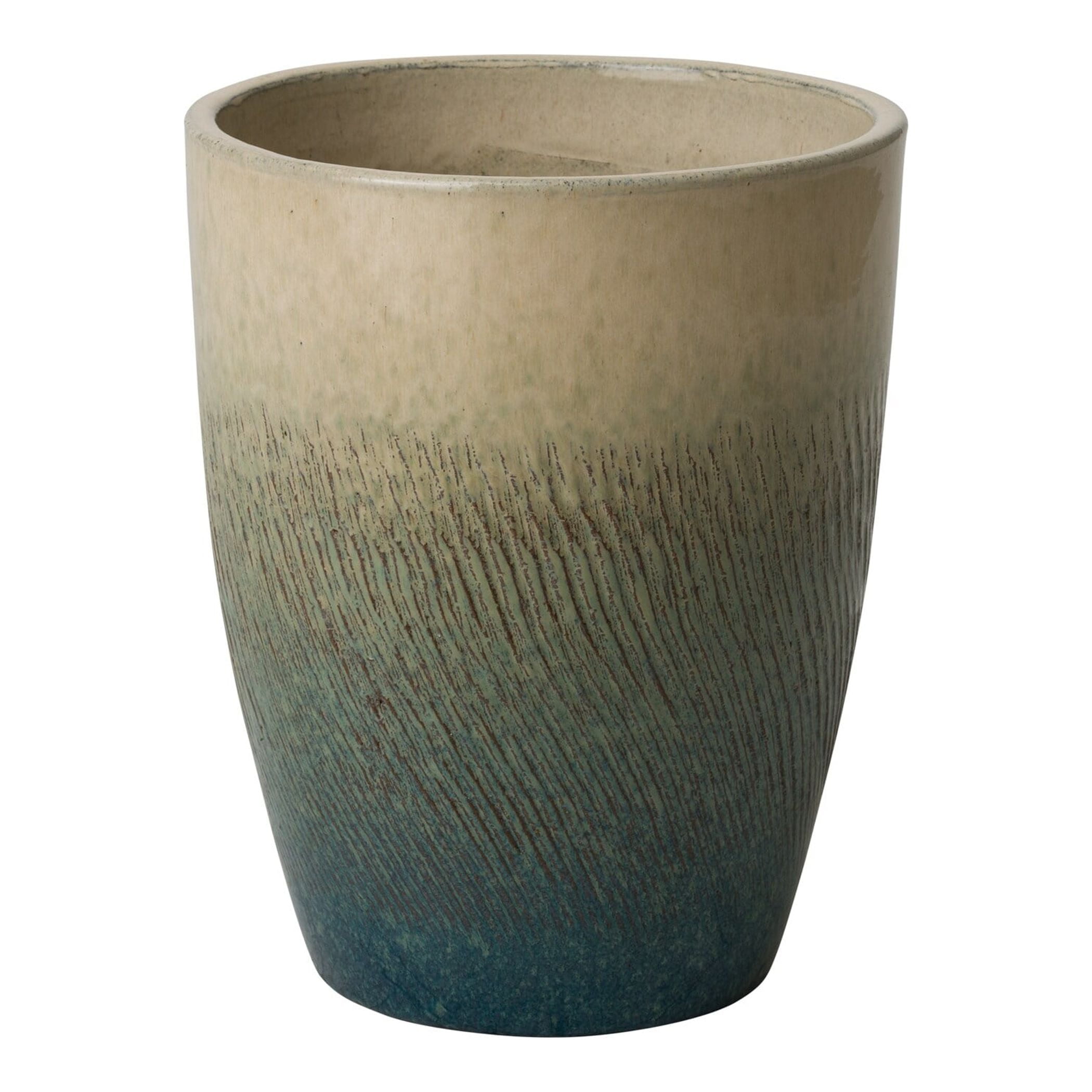 Bayside Green Glossy Ceramic Bullet Planter, 11.5" x 15"