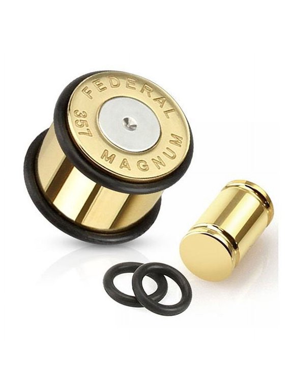 Bullet Plugs Gold IP over Surgical Steel with O Ring - Sold in Pairs