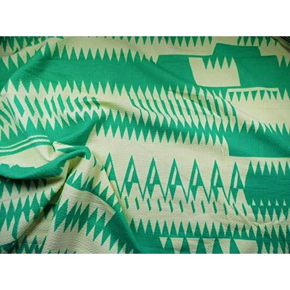 Bullet Printed Liverpool Textured Fabric 4 Way Stretch Mint Ivory Aztec R51