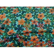 Bullet Printed Liverpool Textured Fabric 4 Way Stretch Turquoise Orange Floral U34