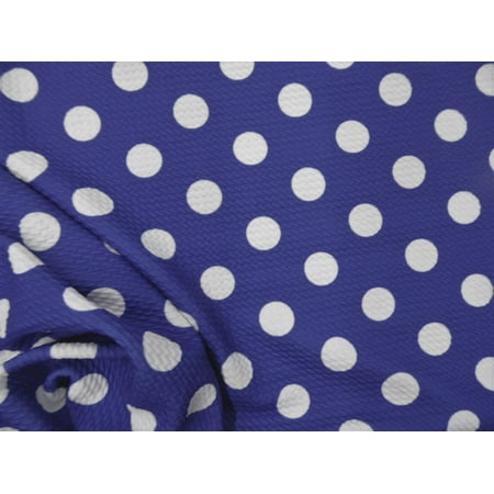 Bullet Printed Liverpool Textured Fabric 4 way Stretch Blue White Polka Dot P37