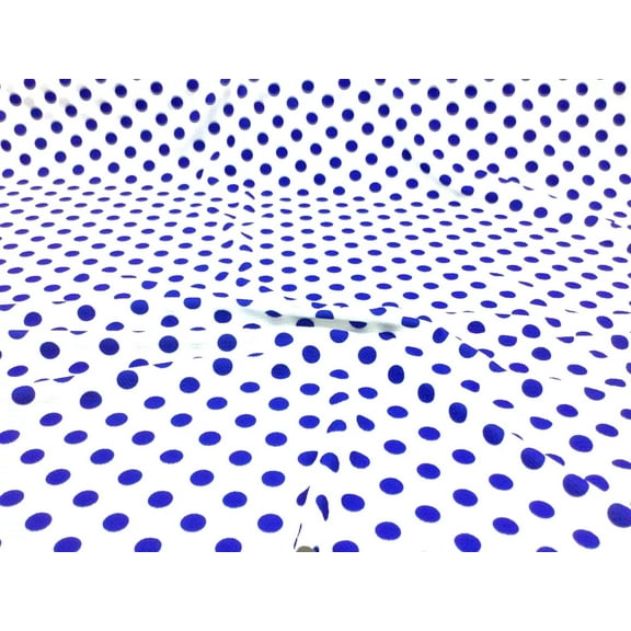 Bullet Printed Liverpool Textured Fabric 4 way Stretch White Blue Polka Dot V20