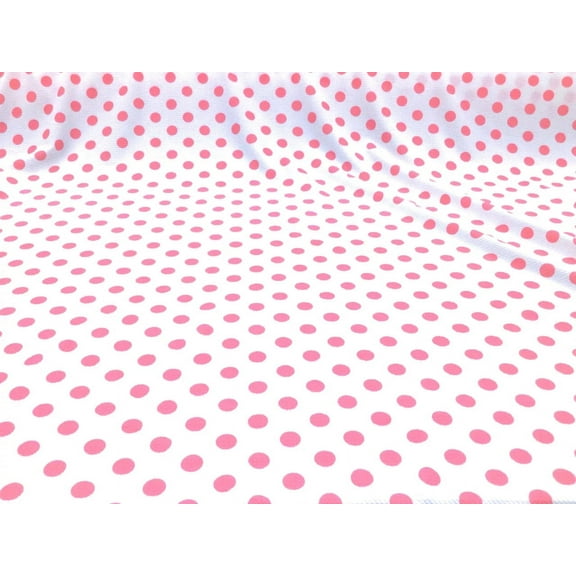 Bullet Printed Liverpool Textured Fabric 4 way Stretch White Pink Polka Dot U20
