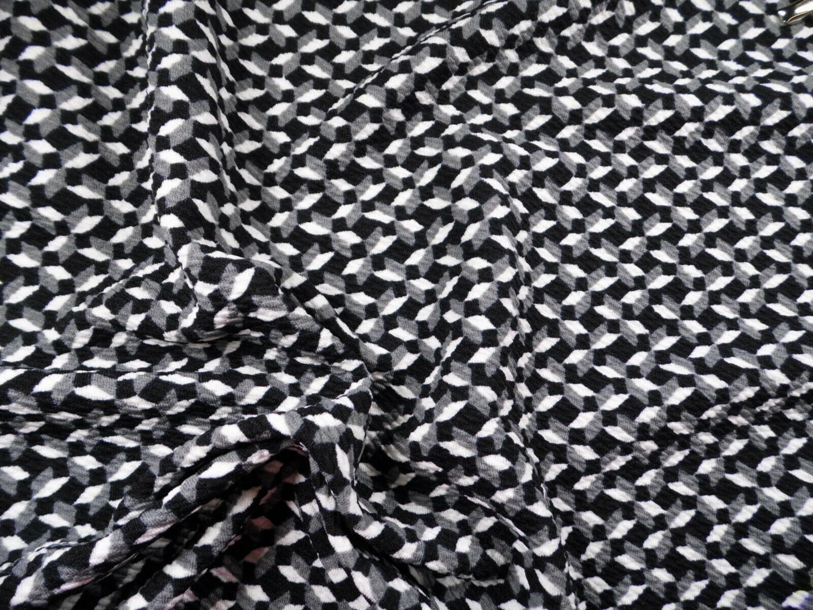 Bullet Printed Liverpool Textured Fabric Stretch Aztec Gray Black White V25 (10 Yard Lot (continuous))