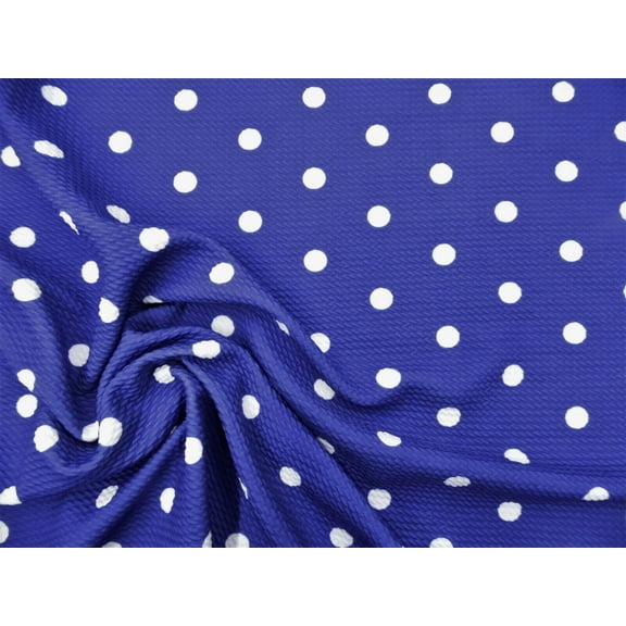 Bullet Printed Liverpool Textured Fabric Stretch Blue White Small Polka Dot S42