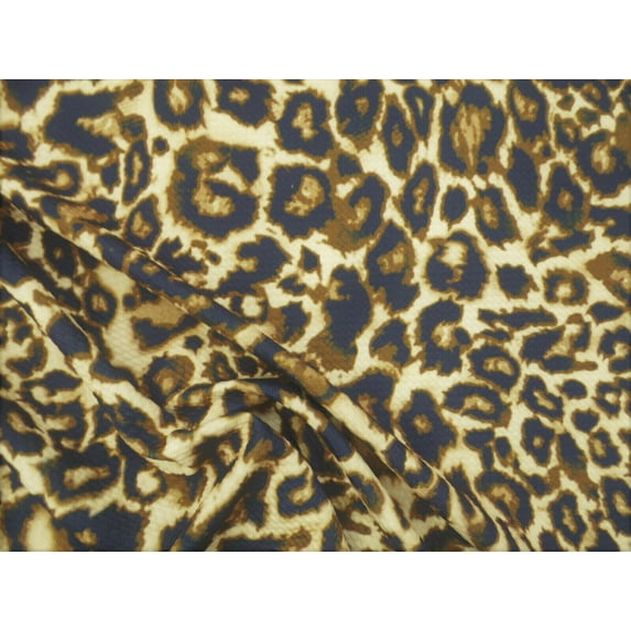 Bullet Printed Liverpool Textured Fabric Stretch Cheetah Black Gold Brown T32
