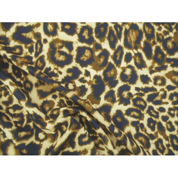 Bullet Printed Liverpool Textured Fabric Stretch Cheetah Black Gold Brown T32