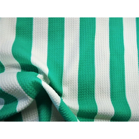 Bullet Printed Liverpool Textured Fabric Stretch Mint Green White 1" Stripe P12 (Yard)