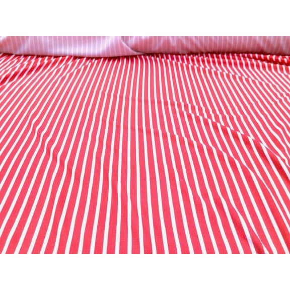 Bullet Printed Liverpool Textured Fabric Stretch Raspberry White Sm Stripe O50 (Yard)
