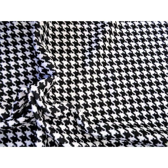 Bullet Printed Liverpool Textured Fabric Stretch Sm Houndstooth Black White U16 (10 Yard Lot (continuous))