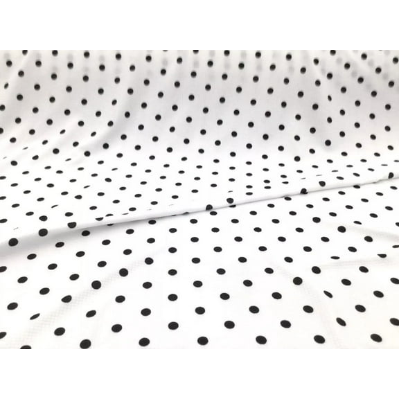 Bullet Printed Liverpool Textured Fabric Stretch White Black Small Polka Dot R36
