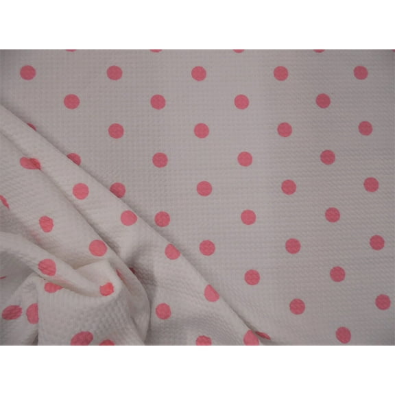 Bullet Printed Liverpool Textured Fabric Stretch White Pink Small Polka Dot R34