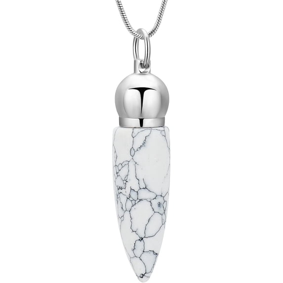 Bullet Shape Urn Necklace for Ashes Stainless Steel Turquoise Pendant Cremation Jewelry Keepsake Human Pet Memorial Locket for Women Men for Love Ones