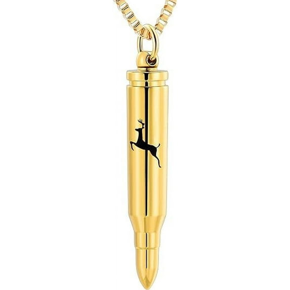 Bullet Shape Urn Necklaces for Ashes Heart & Paw & Deer Container Pendant Stainless Steel Keepsake Holder Ashes for Pet Human Memorial Cremation Jewelry