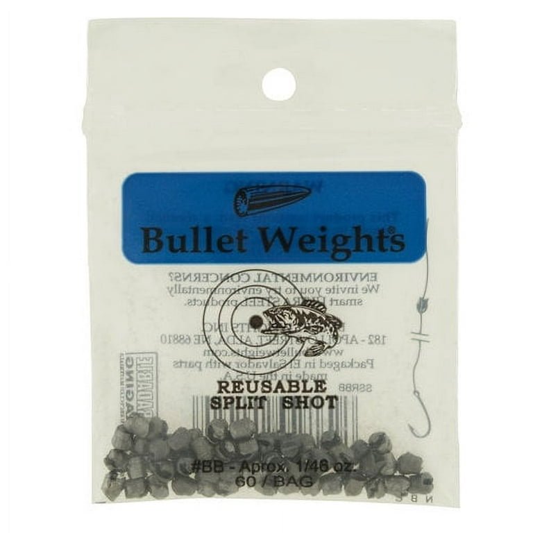 Bullet Weights® Reusable Split Shot, Size #BB, 60 Sinkers