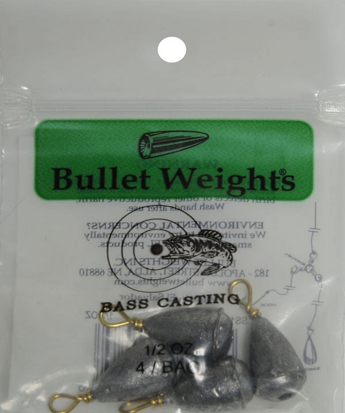 Bullet Weights® SS12-24 Lead Bass Casting Size 6, 1/2 oz Fishing
