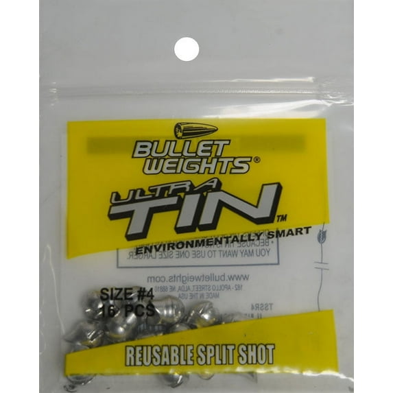 Bullet Weights® TSSR4-24 Ultra Tin™ Reusable Split Shot Size 4 Fishing Weights