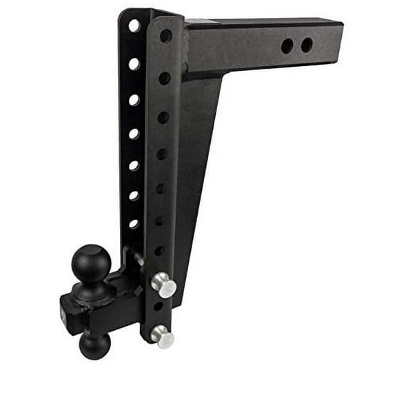Bulletproof Hitches 2.5" Adjustable Heavy Duty (22,000lb Rating) 14" Drop/Rise Trailer Hitch with 2" and 2 5/16" Dual Ball (Black Textured Powder Coat, Solid Steel)