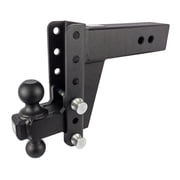 Bulletproof Hitches 3.0" Adjustable Heavy Duty 22,000lb Rating 6" Drop/Rise Trailer Hitch with 2" and 2 5/16" Dual Ball Black Textured Powder Coat, Solid Steel