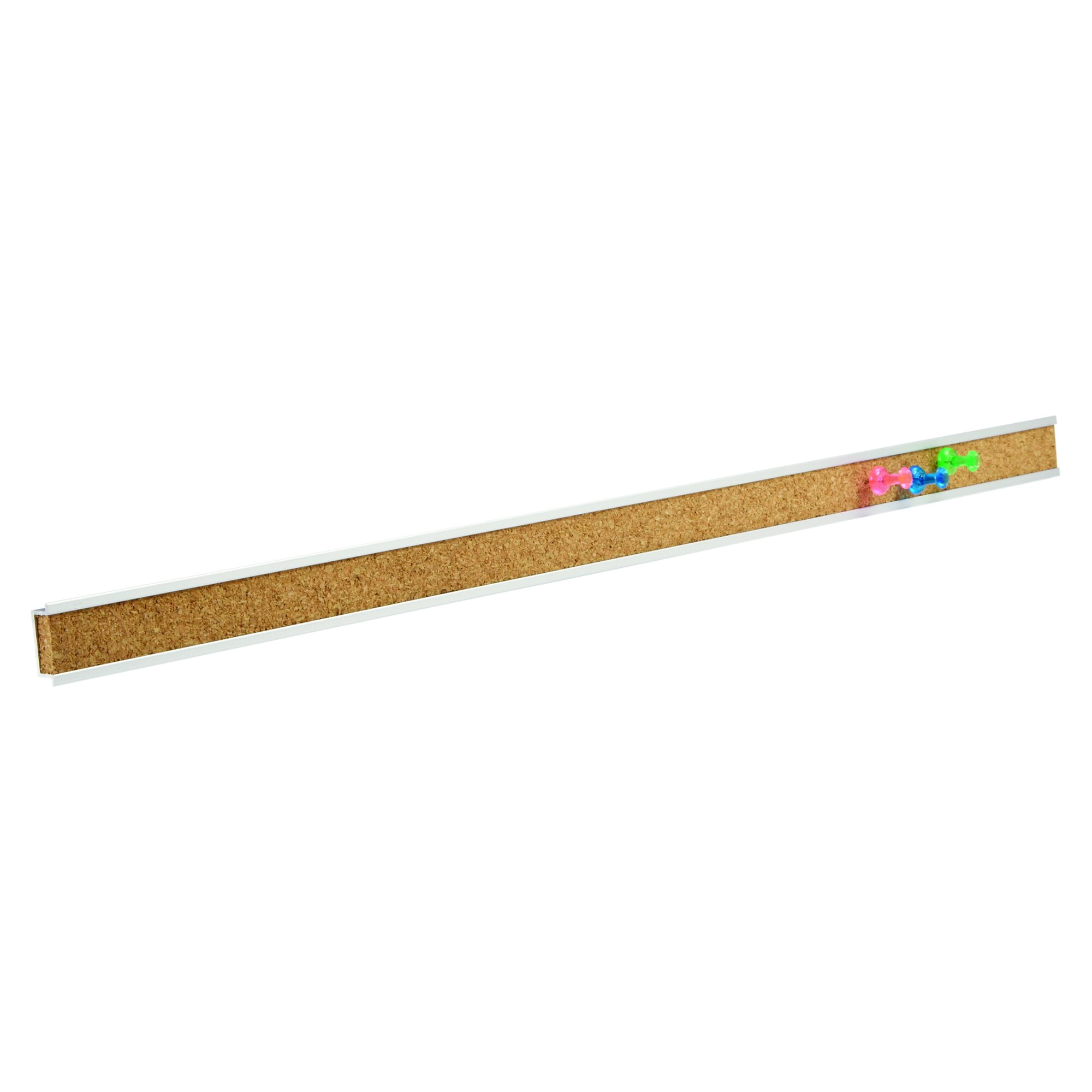 Cork Bulletin Bar, 24 x 1, Brown Surface, Silver Aluminum Frame Cork Bulletin Bar, 24 x 1, Brown Surface, Silver Aluminum Frame