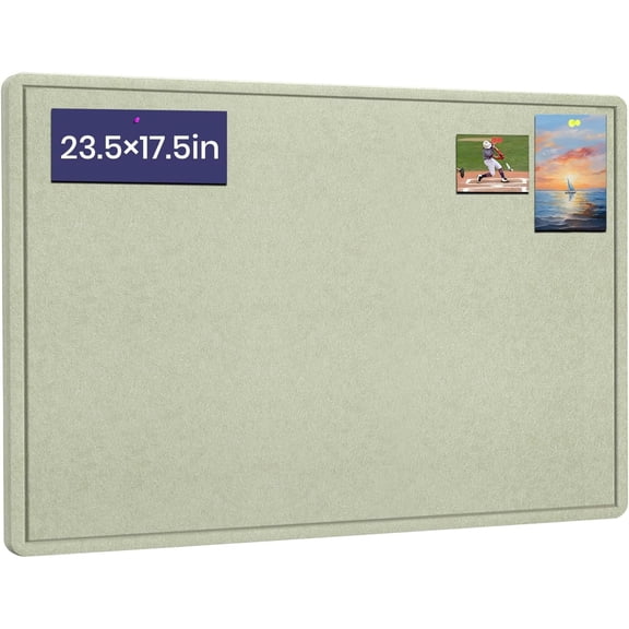 Bulletin Board, 23.5 X 17.5 inches Cork Board with 20 Pushpin, Felt Cork Board Notice Pin Board, Self-Adhesive Vision Board Mood Board Foldable Photo Board for Wall - Sage Green