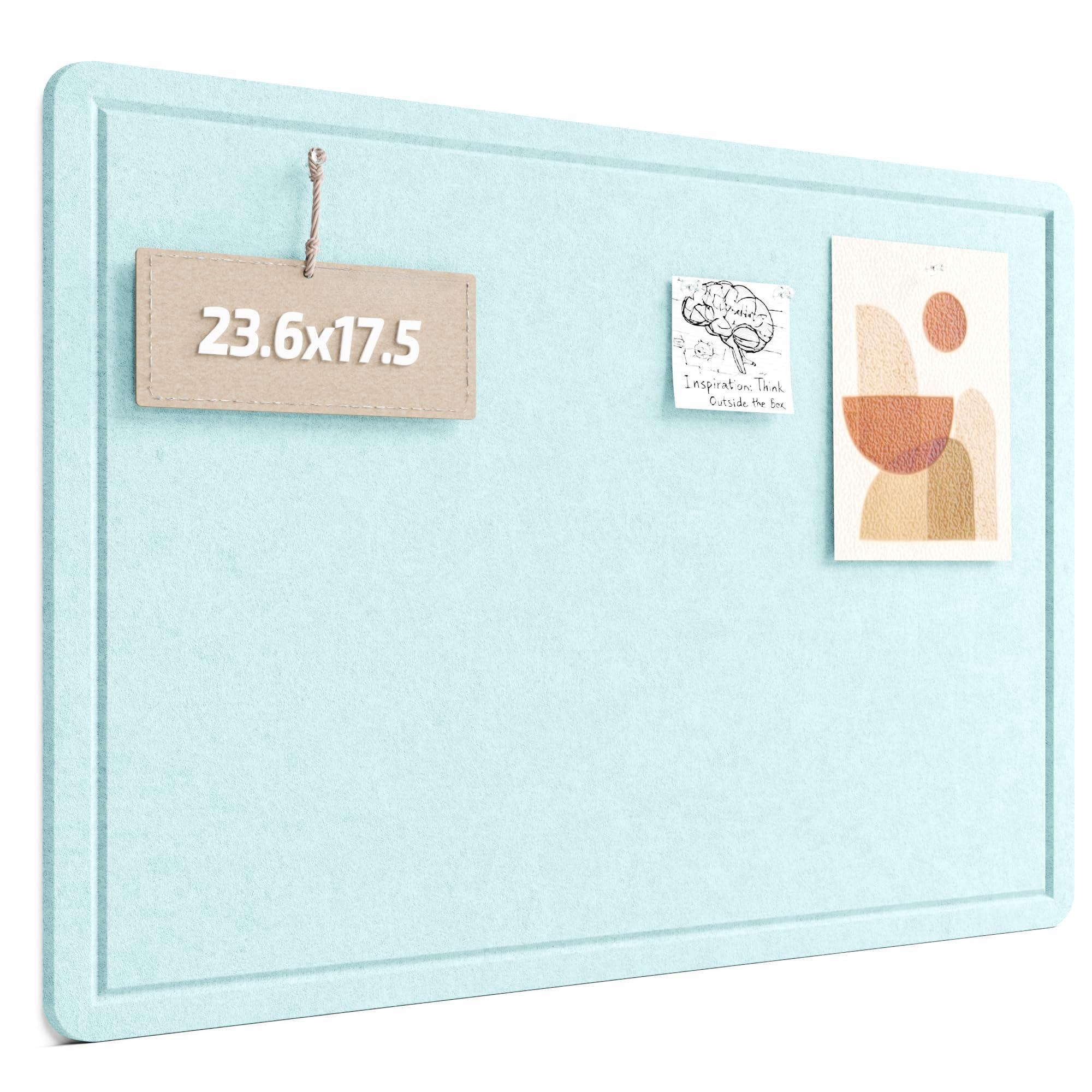 Bulletin Board  23.6" X 17.5" Cork Alternative With 12 Safe Removable Adhesive Tabs Foldable Felt Pin For Home Office Classroom Bedroom Entryway Walls-aqua Blue