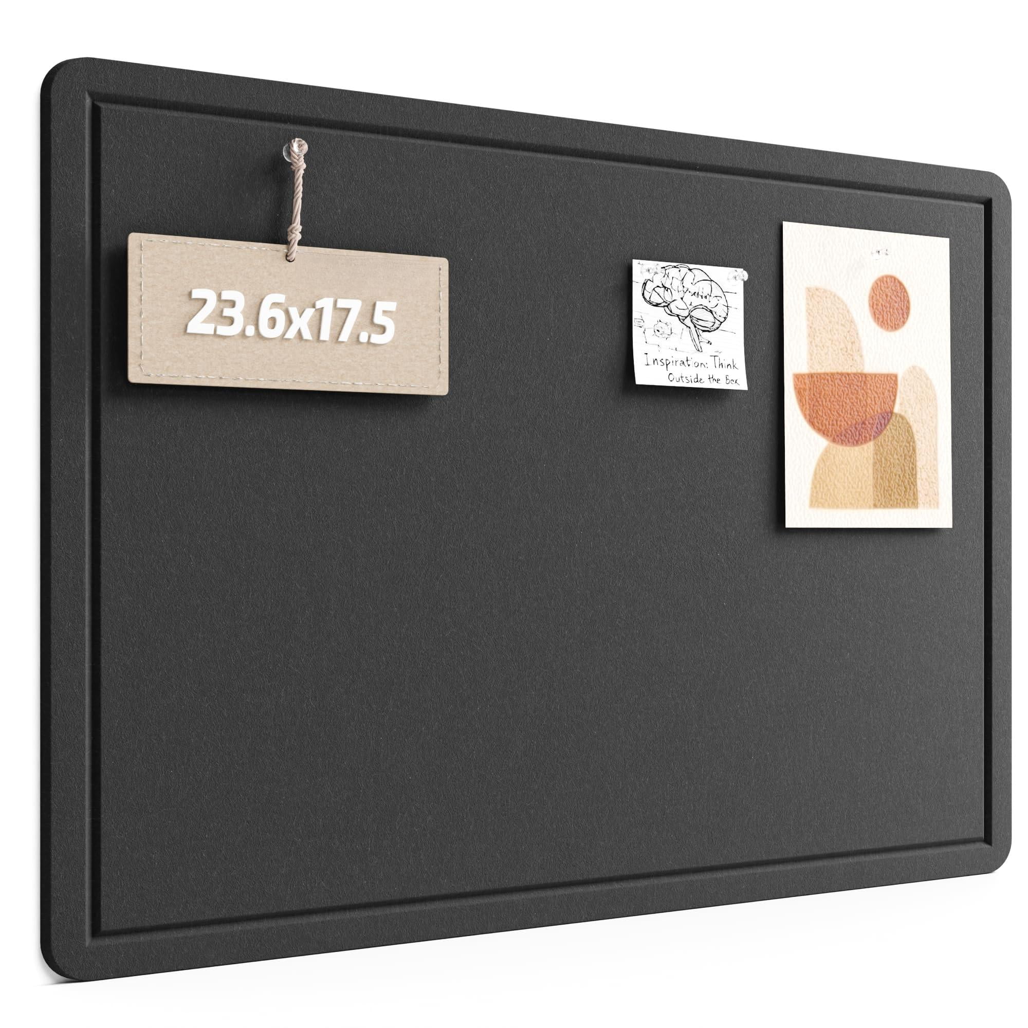 Bulletin Board  23.6" X 17.5" Cork Alternative With 12 Safe Removable Adhesive Tabs Foldable Felt Pin For Home Office Classroom Bedroom Entryway Walls-black