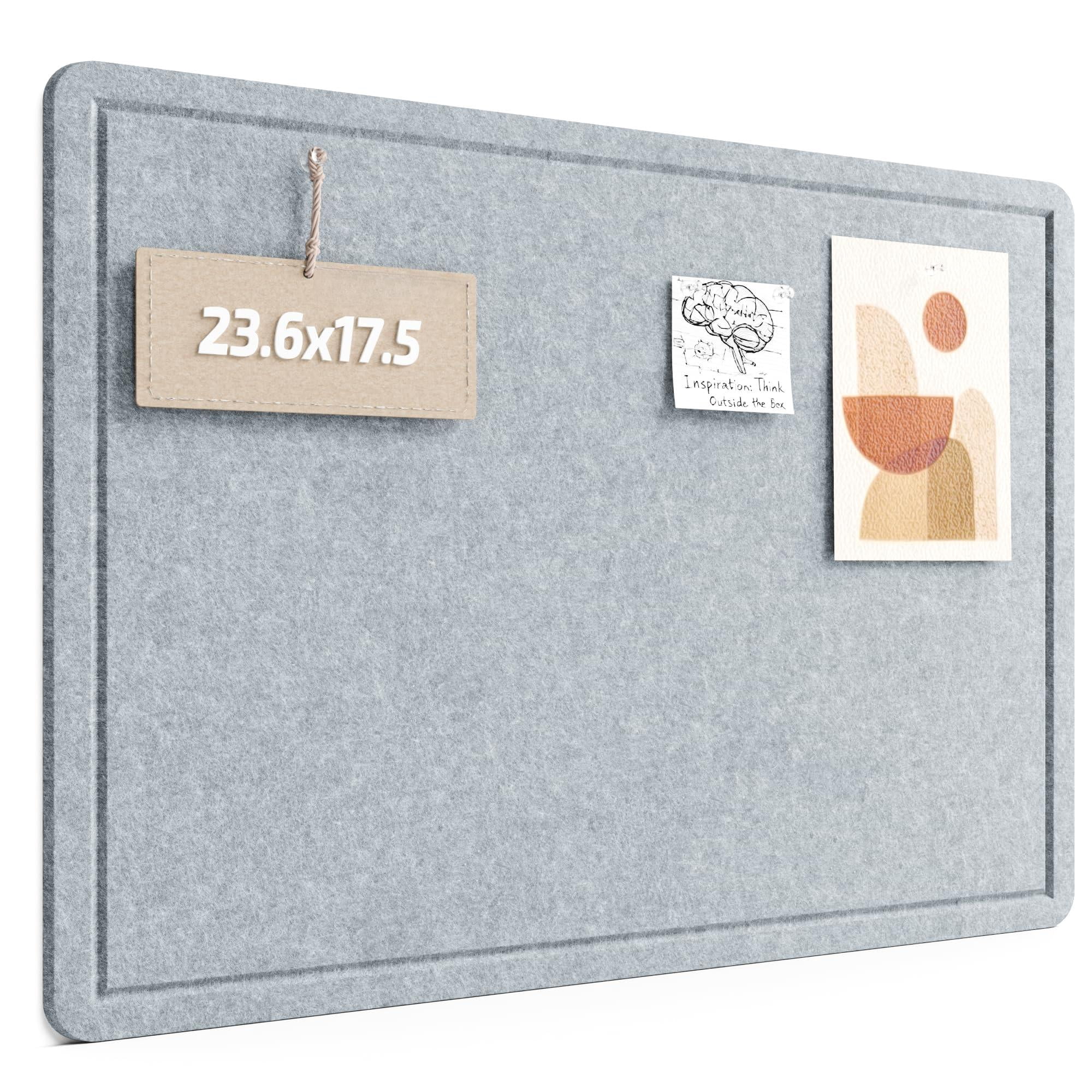 Bulletin Board  23.6" X 17.5" Cork Alternative With 12 Safe Removable Adhesive Tabs Foldable Felt Pin For Home Office Classroom Bedroom Entryway Walls-blue Gray