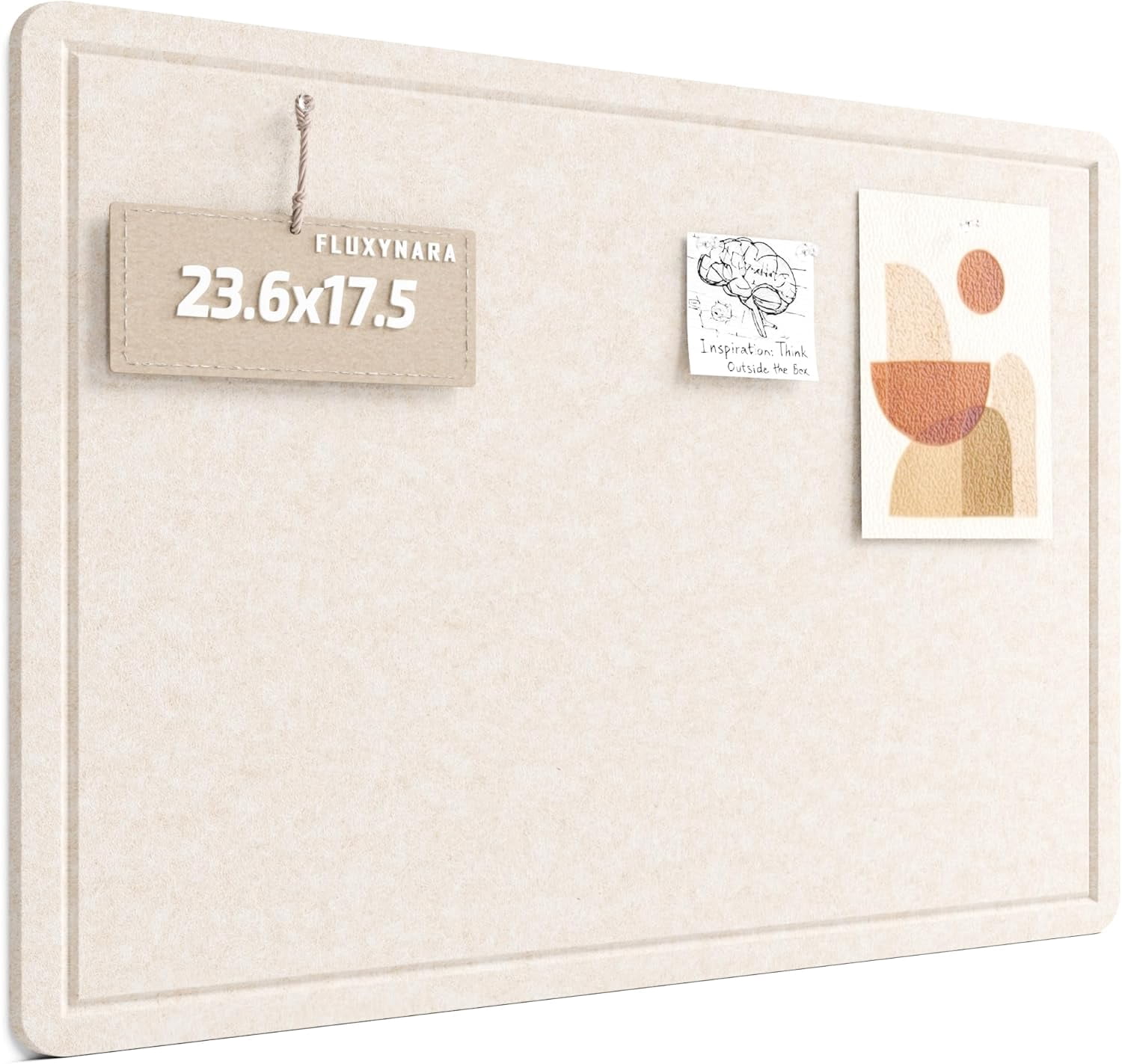 Bulletin Board, 23.6" x 17.5" Cork Board Alternative with 12 Safe Removable Adhesive Tabs, Foldable Felt Pin Board for Home Office, Classroom, Bedroom,Entryway for Walls—Oatmeal