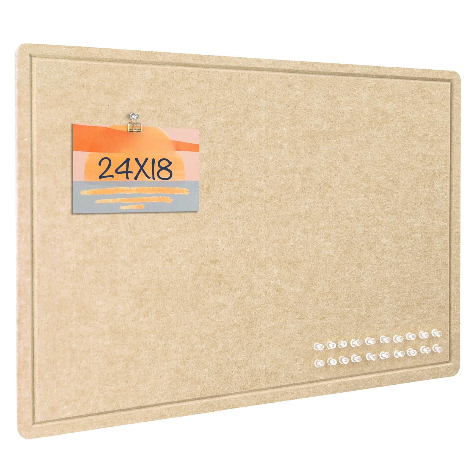 Bulletin Board  24 X 18 Inches Decorative Felt Pin Cork Alternative For Wall Foldable Photo With 20 Pushpins - Beige Brown