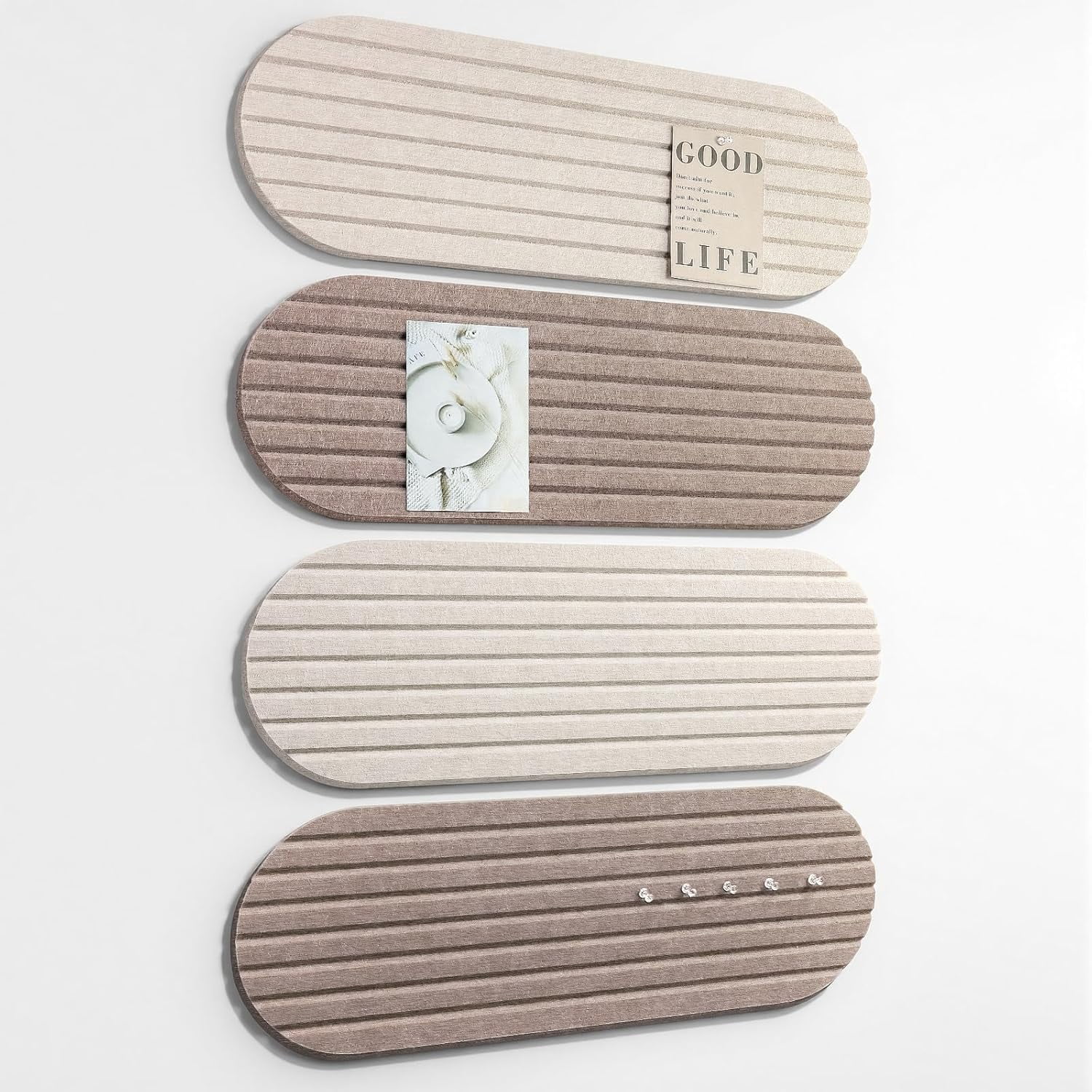 Bulletin Board, 24'' X 8'' Cork Board Alternative, 4 Pack Felt Bar Strips with Pushpins, Foldable Notice Vision Photo Display for Office Home School Wall