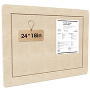 Bulletin Board, 24 x 18 inches Decorative Felt Pin Board, Vision Board Cork Board Alternative for Wall, Foldable Photo Board with 15 Pushpins - Oatmeal