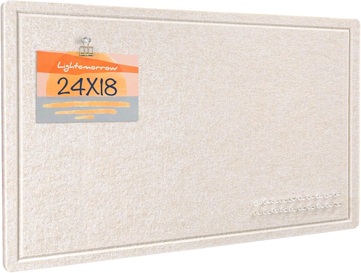 Bulletin Board, 24 x 18 inches Decorative Felt Pin Board, Vision Board Cork Board Alternative for Wall, Foldable Photo Board with 20 Pushpins - Oatmeal