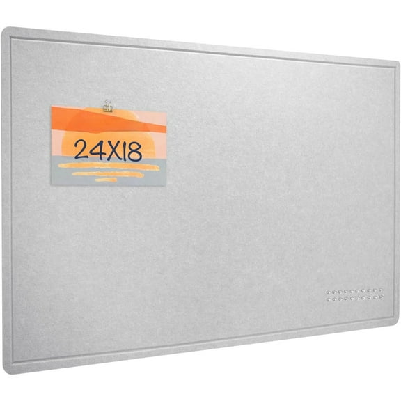 Bulletin Board, 24 x 18 inches Felt Board Decorative Pin Board, Cork Board Alternative for Wall, Foldable Photo Board Self-Adhesive Vision Board Mood Board with 20 Pushpins - Light Gray