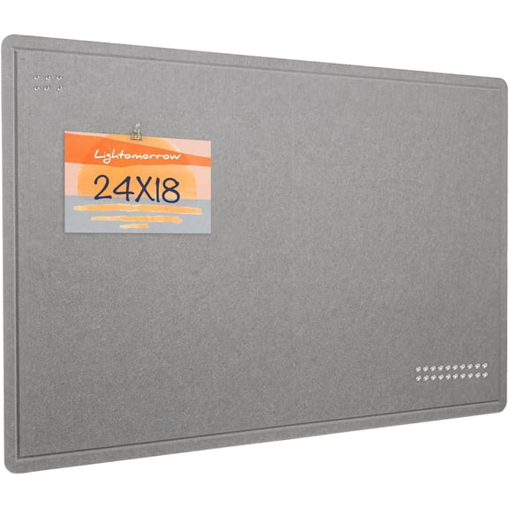 Bulletin Board, 24 x 18 inches Felt Board Decorative Pin Board, Cork Board Alternative for Wall, Foldable Photo Board Self-Adhesive Vision Board Mood Board with 20 Pushpins - Gray