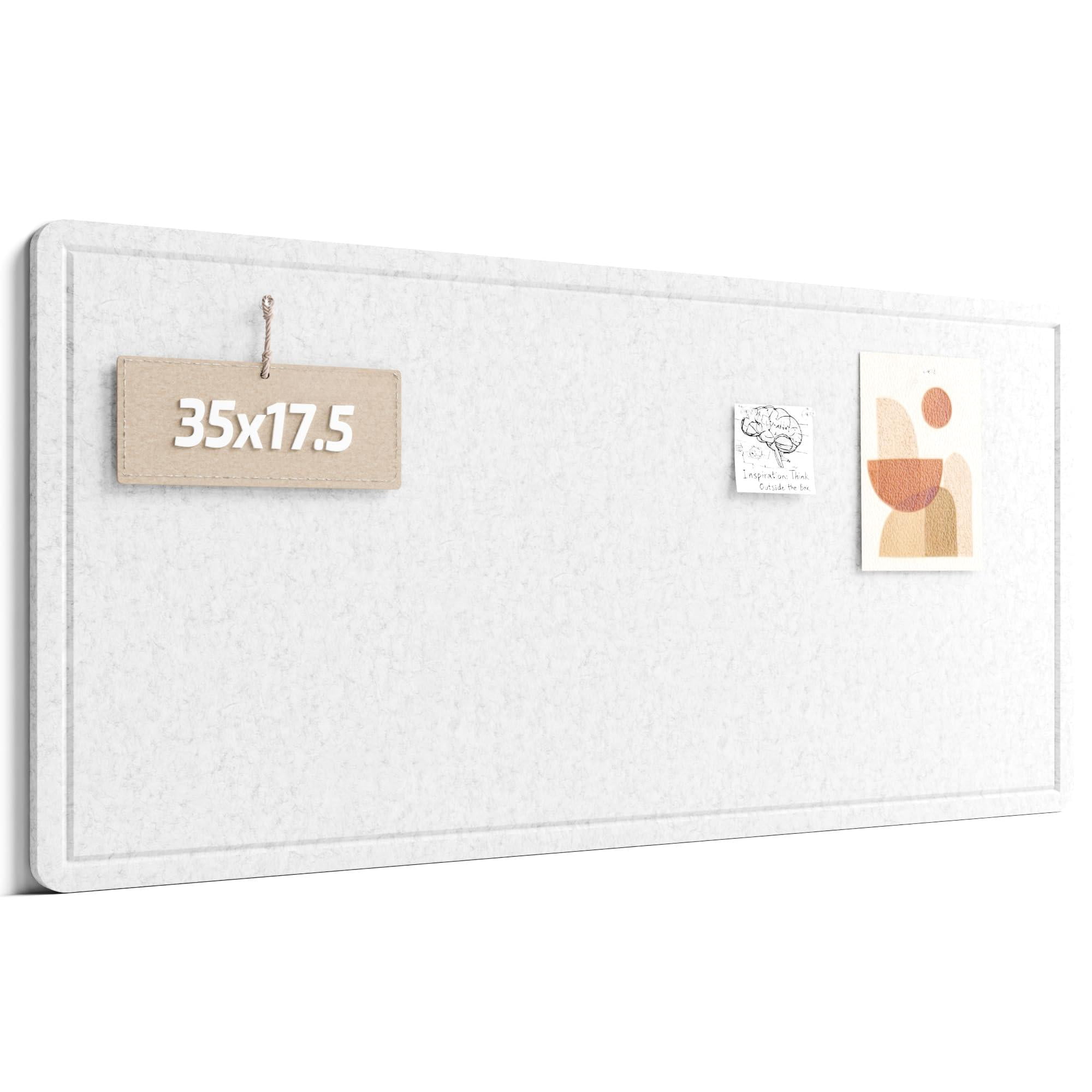 Bulletin Board  35" X 17.5" Cork Alternative With 12 Safe Removable Adhesive Tabs Foldable Felt Pin For Home Office Classroom Bedroom Entryway Walls- Light Gray