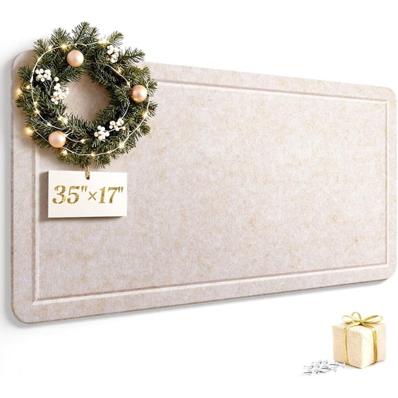 Bulletin Board, 35 X 17 inches Decorative Felt Cork Board Alternative with Pushpins, Foldable Felt Notice Pin Board Photo Display Board for Office Home School Wall