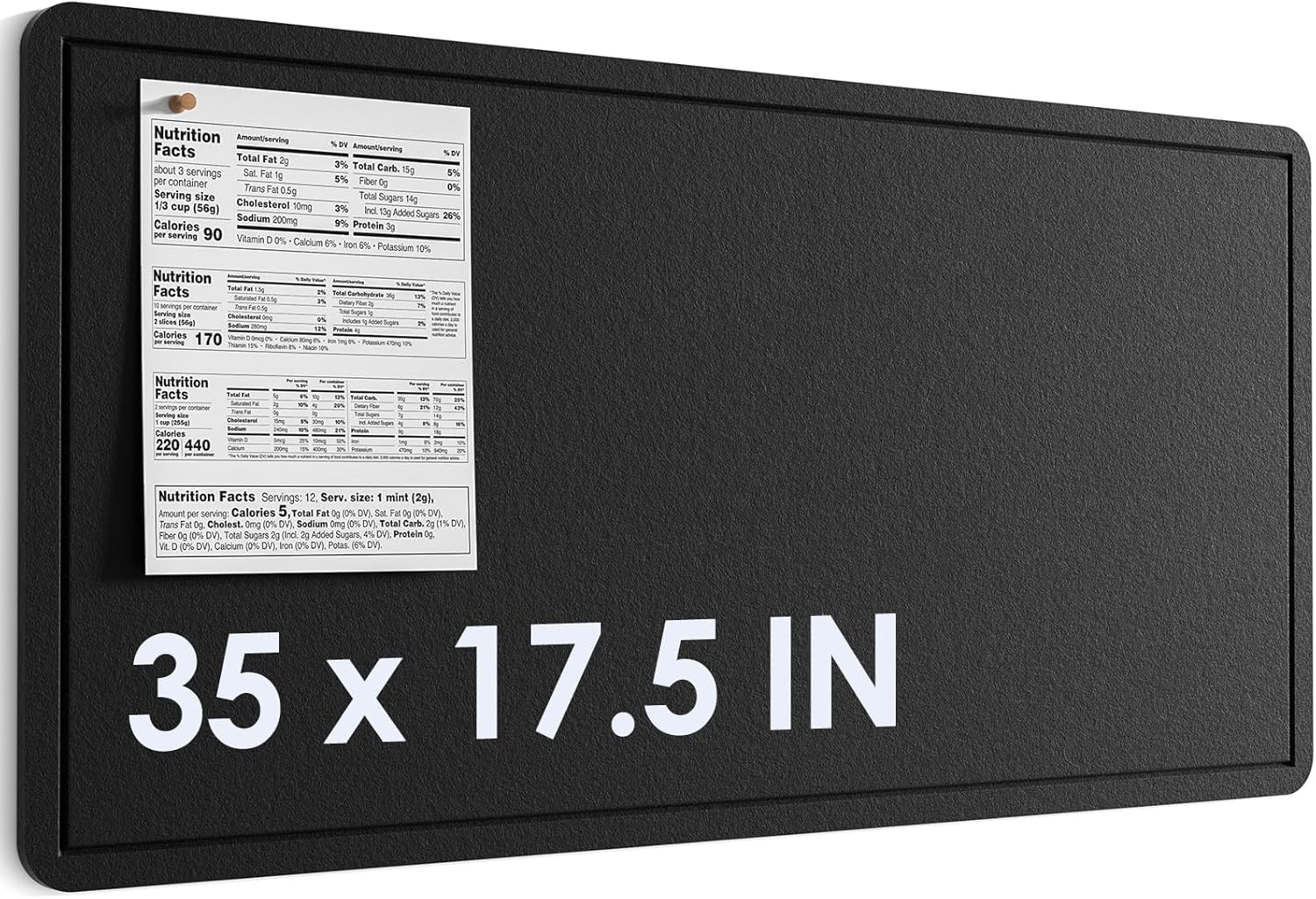 Bulletin Board 35" x 17.5", Foldable Small Felt Vision Supplies, Cork for Office, Home, School, Pin Boards Walls Decorative Picture Framed Display Black