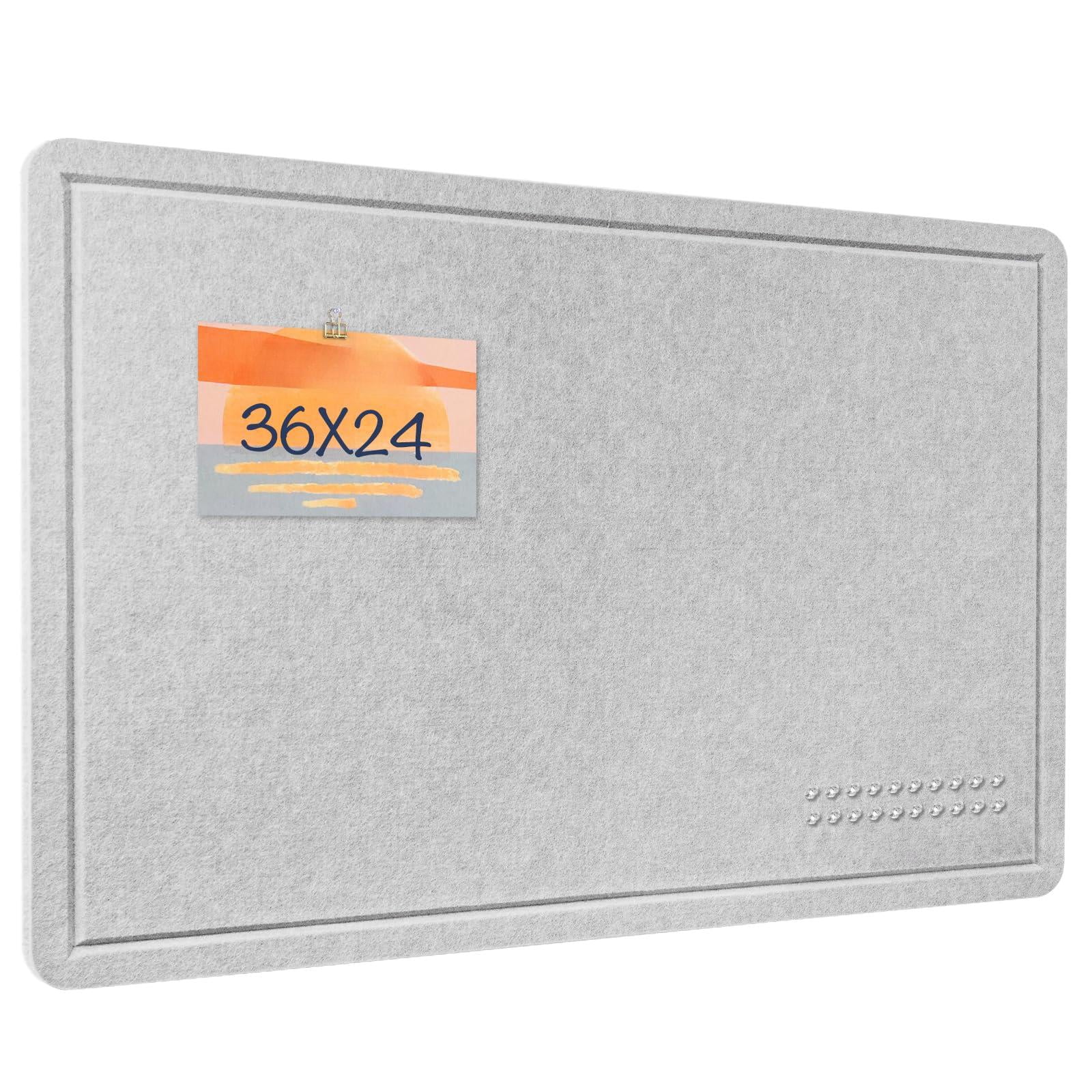 Bulletin Board  36 X 24 Inches Felt Pin Cork Alternative For Wall 3' 2' Foldable Self-adhesive Vision With 20 Pushpins - Light Gray