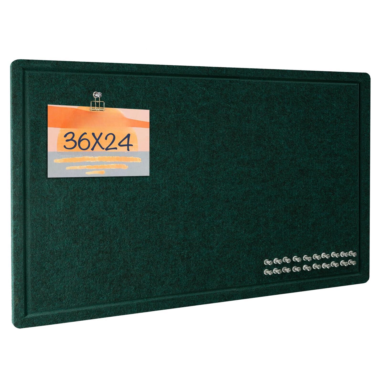 Bulletin Board  36 X 24 Inches Felt Pin - Decorative Cork Alternative For Wall 3' 2' Foldable Picture Self-adhesive Vision Prayer With 20 Pushpins Dark Green