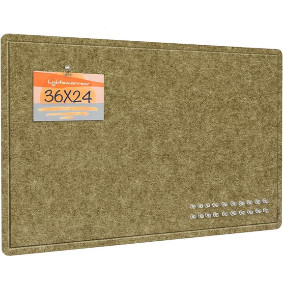 Bulletin Board, 36 x 24 inches Felt Board - Decorative Pin Board, Cork Board Alternative for Wall, 3' x 2' Foldable Picture Board Self-Adhesive Vision Board with 20 Pushpins - Olive